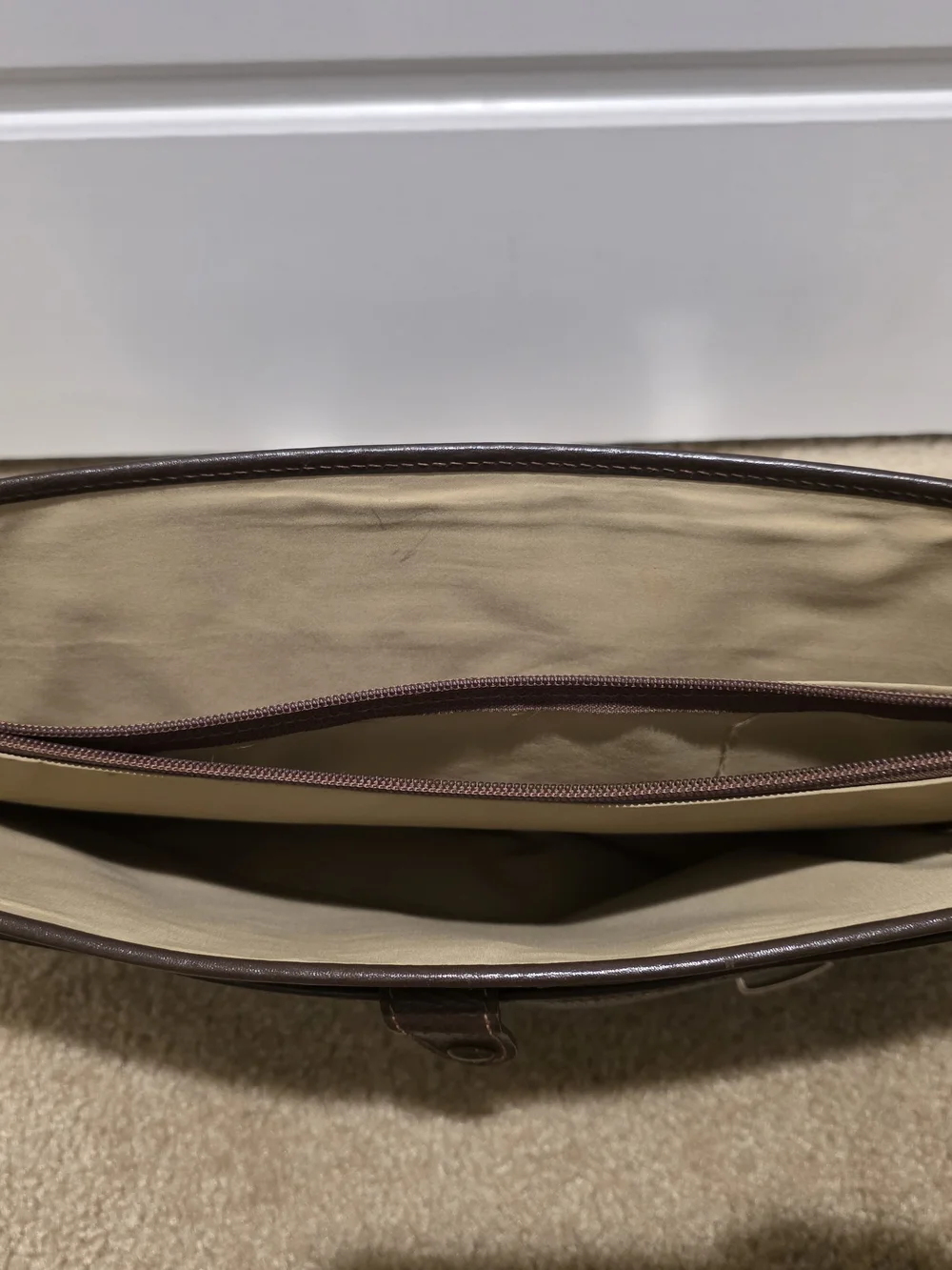 Men's Brown Leather Briefcase with Top Handle and Dual Locks